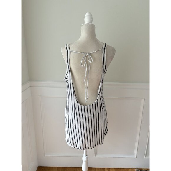 By Anthropologie Linen Blend Striped Relaxed Fit Open Back Dress S - Picture 6 of 8